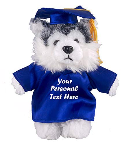 Plushland Plush Stuffed Animal Toys 8 Inches Present Gifts for Graduation Day, Personalized Text, Name or Your School Logo on Gown, Best for Any Grad