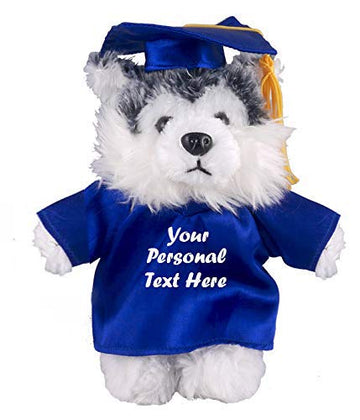 Plushland Plush Stuffed Animal Toys 8 Inches Present Gifts for Graduation Day, Personalized Text, Name or Your School Logo on Gown, Best for Any Grad