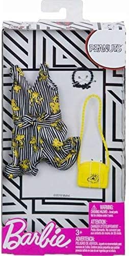 Barbie Fashion Peanuts Character Outfit Set - Bundle of 4 Clothing Packs with Accessories | Fits Most Dolls | Snoopy & Friends Themed Wardrobe | Ages