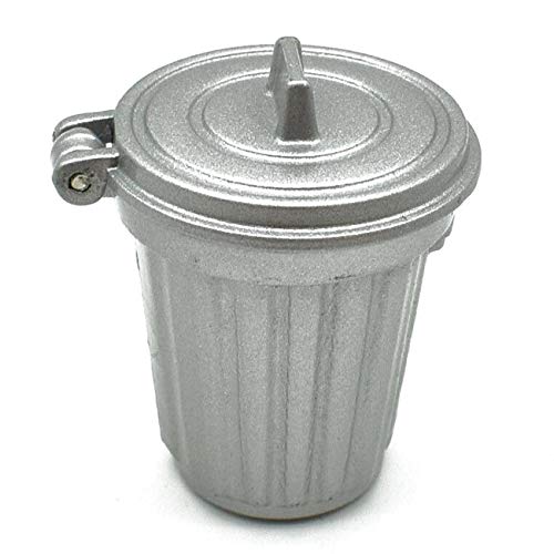 EatingBiting Adult Scene DIY 1:12 Dollhouse Miniature Furniture Home Garden Trash Can Garbage Bin Silver 30mm Width: 26mm Height: 35