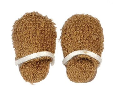 Melody Jane Dollhouse Mens Brown Slippers Miniature Bedroom Bathroom Accessory