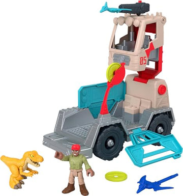 Fisher-Price Mattel Imaginext Jurassic World Trek ‘N Transform Toy Vehicle Play Set with Dinosaur, 3-inch Action Figure & Projectile Launcher