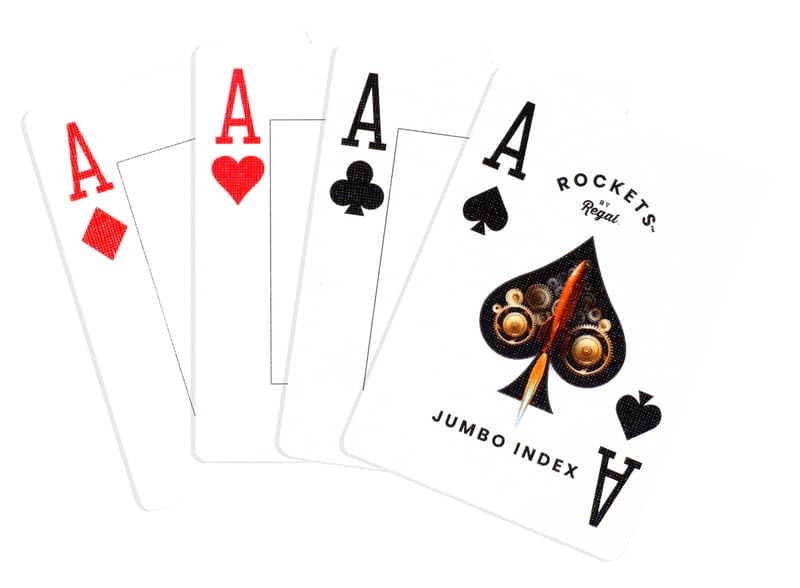 Regal Games [12 Decks] Rocket Jumbo Playing Cards - Contains 6 Red & 6 Blue Decks, 310 GSM Paper, 2.5" x 3.5" Plastic Coated Cards with Extra Large