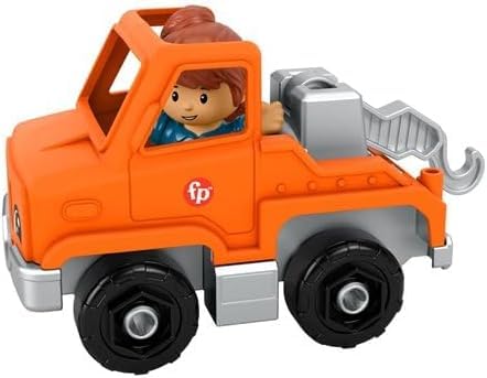 Fisher-Price Little People Vehicles and Figure Bundle with Fire Truck, Tractor, Electric Car and Toy Truck (Pack of 4)