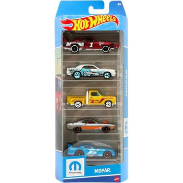 Hot Wheels Mopar 5 Pack, 1:64 Scale, '08 Challenger SRT8, '70 Hemi Challenger, Viper GTS-R, Li'l Red Express Truck, '69 Charger Daytona