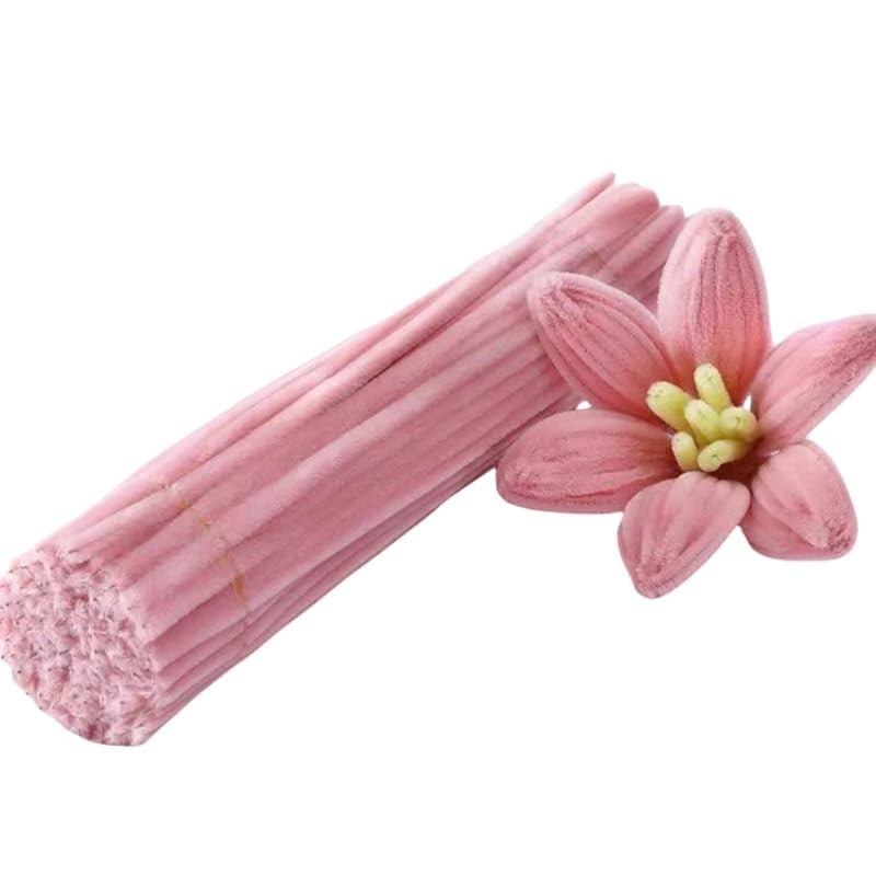 100 Pieces Pink Pipe Cleaners Chenille Stem Bulk, Thick Chenille Stems for Art and Craft Projects Creative DIY Decorations,Christmas Ornaments (Pink)