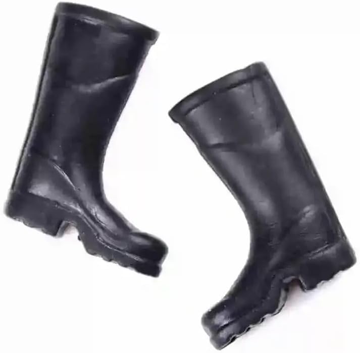 1Pair Black 1/12 Miniature Rubber Boots Dollhouse Garden Accessories?Dollhouse Accessories, Decorations