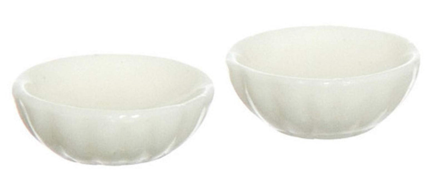 Dollhouse Miniature Set of 2 Fluted Milkglass Candy Dishes