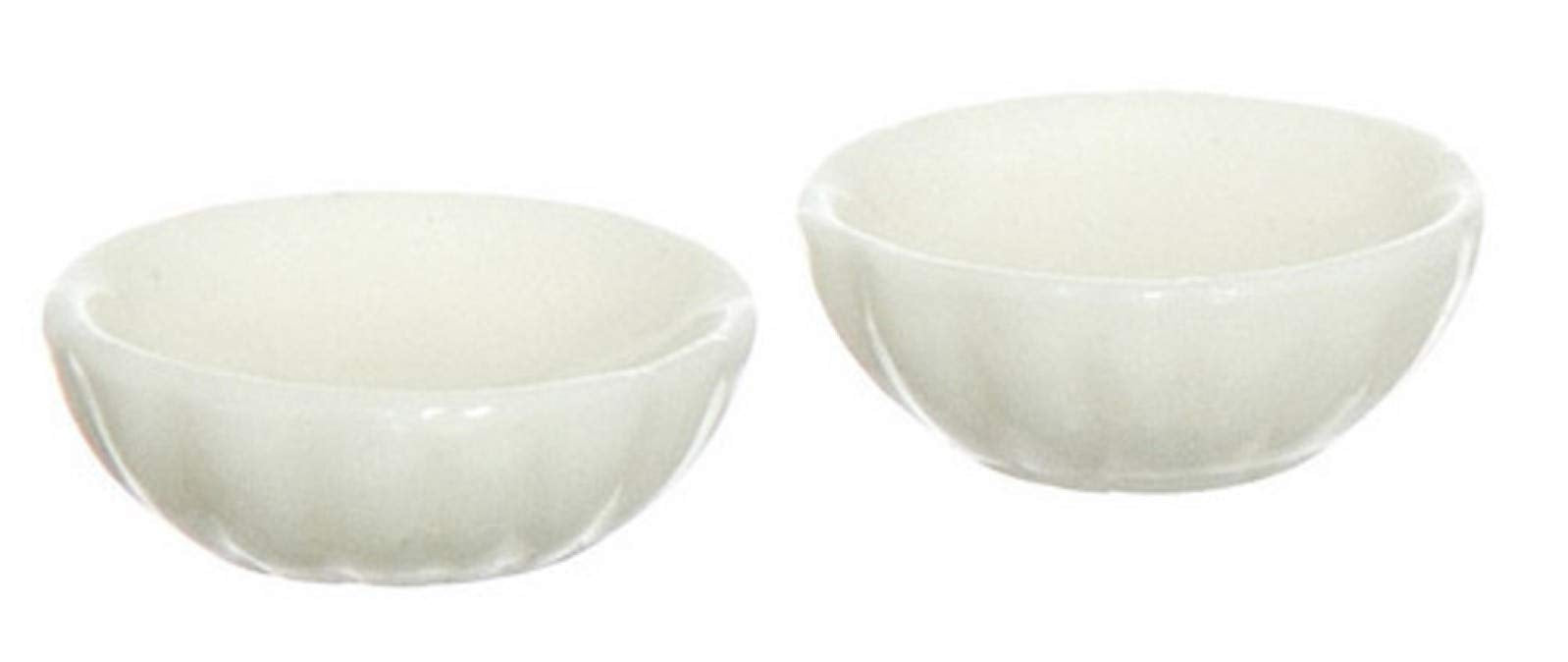 Dollhouse Miniature Set of 2 Fluted Milkglass Candy Dishes