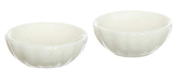 Dollhouse Miniature Set of 2 Fluted Milkglass Candy Dishes