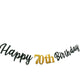Glitter Happy 70th Birthday Banner Double Sized Glitter Paper 70 Birthday Sign Banner - Cheers to 70 Years Birthday Party Bunting Decorations Black