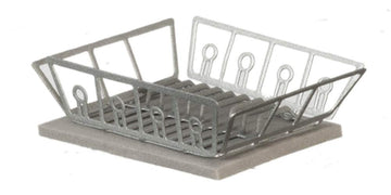International Miniatures Dollhouse Miniature Silver Dish Drainer w/Mat