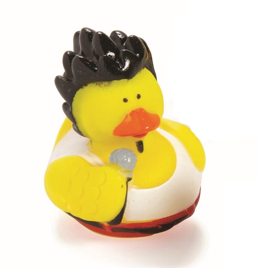 Rockstar Rubber Ducks, Assorted Styles, 12 Pieces, Birthdays, Grand Events, Party Favors, Table Decorations, Treasure Chest Supplies (Rock Stars)