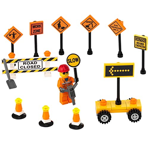 Building Toys 2 Lane Main Road Traffic Light City Town Village Street Stop Sign Bus Stop Post Box Road Sign Compatible with All Major Brick Brands