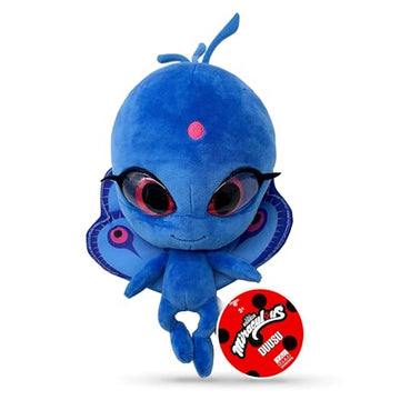 Miraculous Ladybug - Kwami Mon Ami Duusu, 9-inch Peacock Plush Toys for Kids, Super Soft Stuffed Toy with Resin Eyes, High Glitter & Gloss, & Detailed