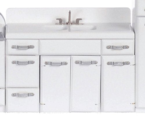 Dollhouse Miniature 1950's Double Sink, White #T5014