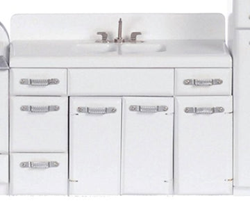 Dollhouse Miniature 1950's Double Sink, White #T5014