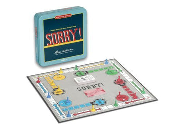 WS Game Company Sorry! Nostalgia Edition Board Game in Collectible Tin Vintage Style Slide Pursuit Board Games for Ages 6+