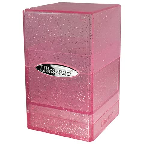 Ultra Pro - Satin Tower 100+ Card Deck Box (Glitter Pink) - Protect Your Gaming Cards, Sports Cards or Collectible Cards In Stylish Glitter Deck Box