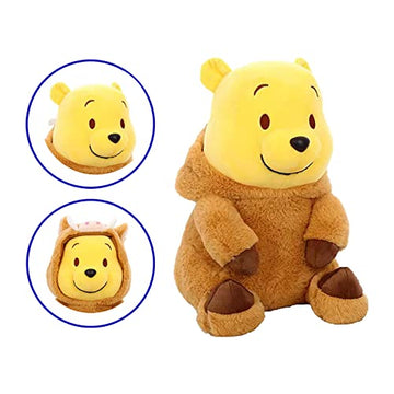 Dremung Bear Stuffed Animal 35cm, 14'' Kawaii Cartoon Bear Doll Plush Toy Brown & Yellow