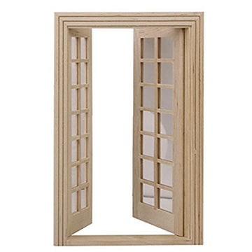 ULTNICE 1:12 Dollhouse Furniture Miniature Wooden Exterior Door 28 Panel