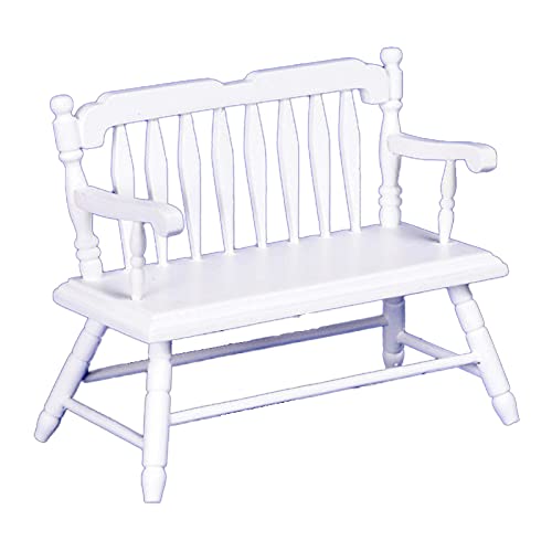 Dollhouse Miniature White Deacons Bench