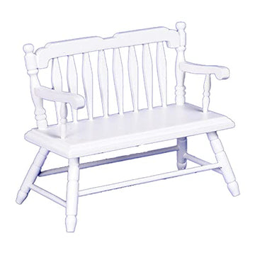 Dollhouse Miniature White Deacons Bench