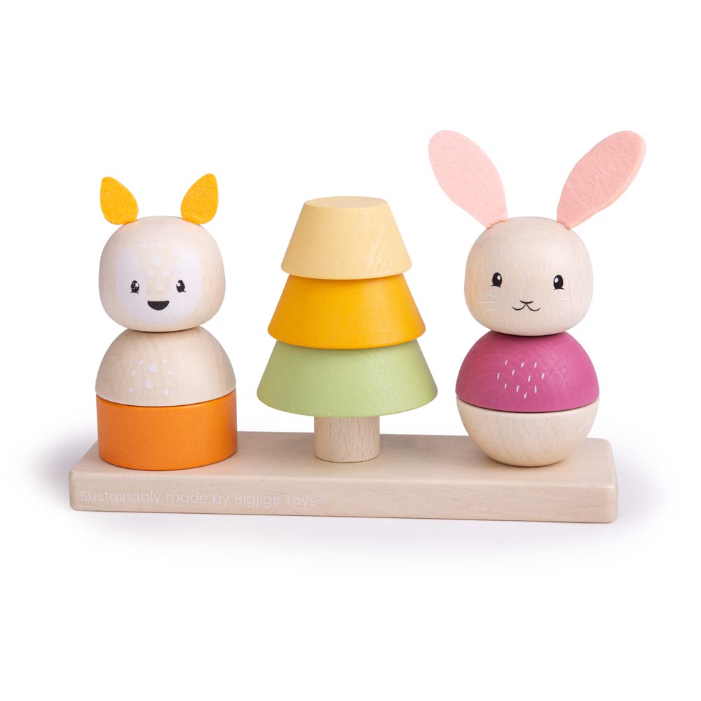 Bigjigs Toys, FSC® Certified Forest Stacking Toy, Wooden Toys, Wooden Stacking Toy, Baby Toys, Toddler Toys, Baby Wooden Toys, Montessori Toys