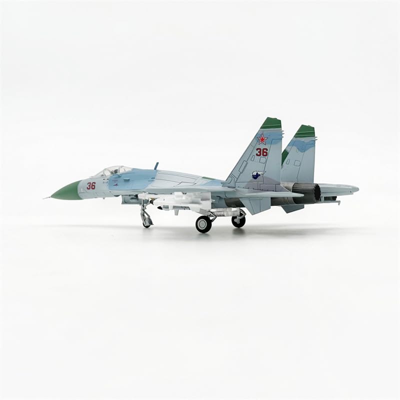 LATUROP 1/100 Scale Russia Fighter Jet Su-27 Model, Alloy Simulation Airplane, Metal Diecast Military Aircraft, 1987 Barents Sea Scalpel, Military
