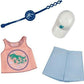 Barbie Doll Clothes Inspired by Jurassic World: Dominion, Complete Look with 2 Accessories, Pink Sleeveless Crop Top with Dinosaur Graphic & Blue