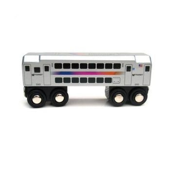 MUNI PALS New Jersey Transit Wooden Railway Child Safe and Tested Wood Toy Trains (Multi-Level Commuter)