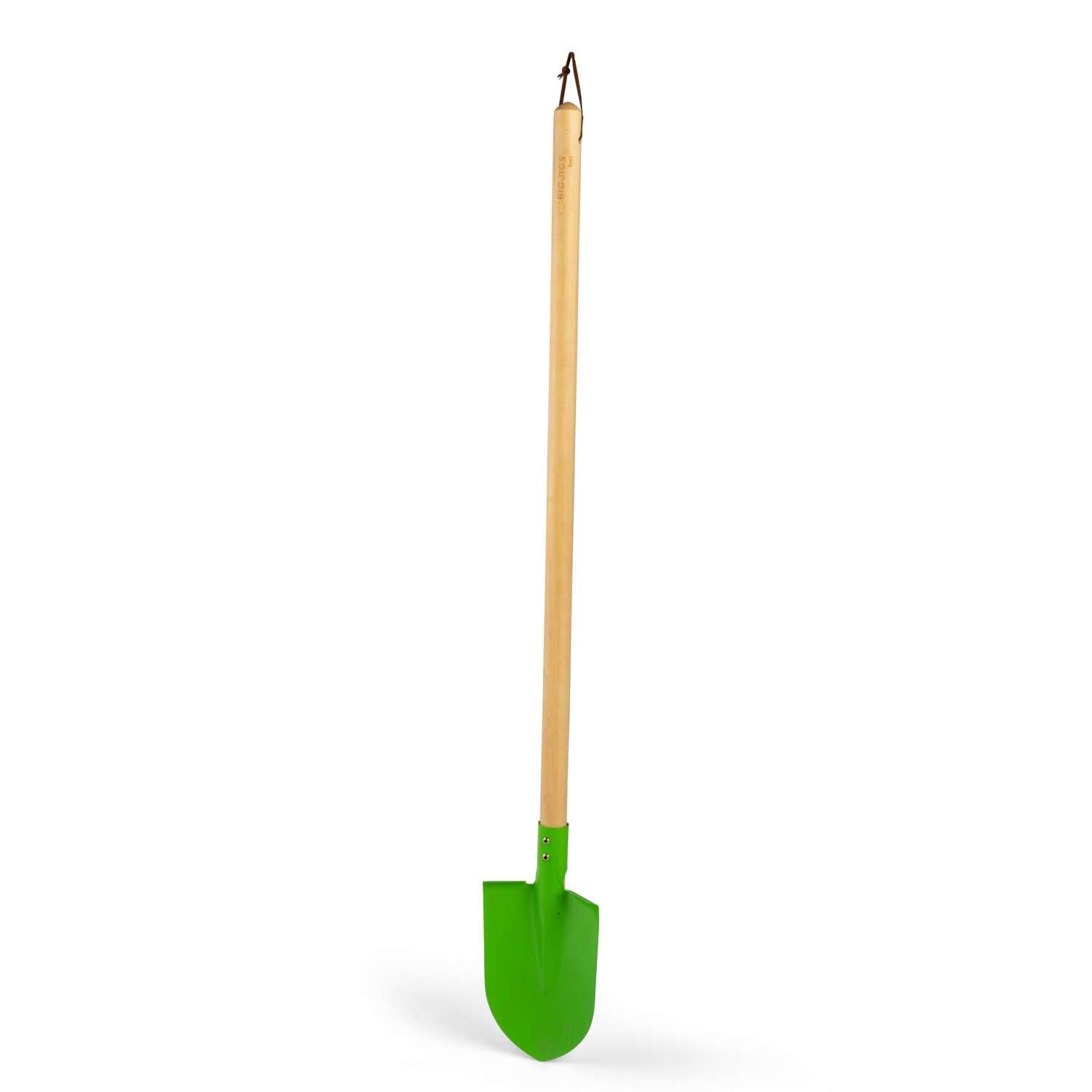 Bigjigs Toys Wooden Long Handled Shovel - 86cm Long Green Shovel, Quality Kids Gardening Tools & Childrens Gardening Sets, Outdoor & Garden Toys