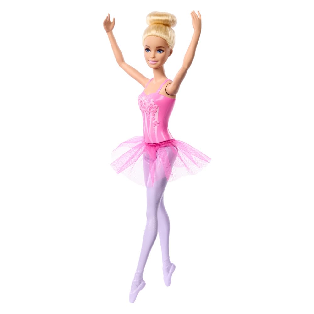 Barbie Ballerina Doll, Blonde Fashion Doll Wearing Purple Removable Tutu, Posed with Ballet Arms & “en Pointe” Toe Shoes, HRG34