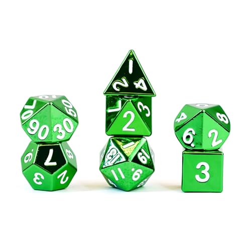 FanRoll 16mm Metal Polyhedral DND Dice Set: Green, Role Playing Game Dice for Dungeons and Dragons