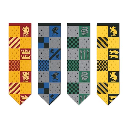 Conquest Journals Harry Potter Small Hogwarts House Quidditch Flags, Set of 4, Polyester, 8'' x 29'', Gryffindor, Slytherin, Ravenclaw & Hufflepuff