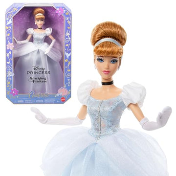 Mattel Disney Princess Cinderella Sparkling Princess Fashion Doll & Accessories with Removable Dress, Shoes, Necklace & Earrings, Inspired by Movie