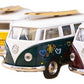KiNSMART 1962 Volkswagen Classic Bus With Surfboard and Hippy Decals Bus 1:32 Scale 5 Inch Die Cast Metal Model Toy Van, Pullback Acation (1 At