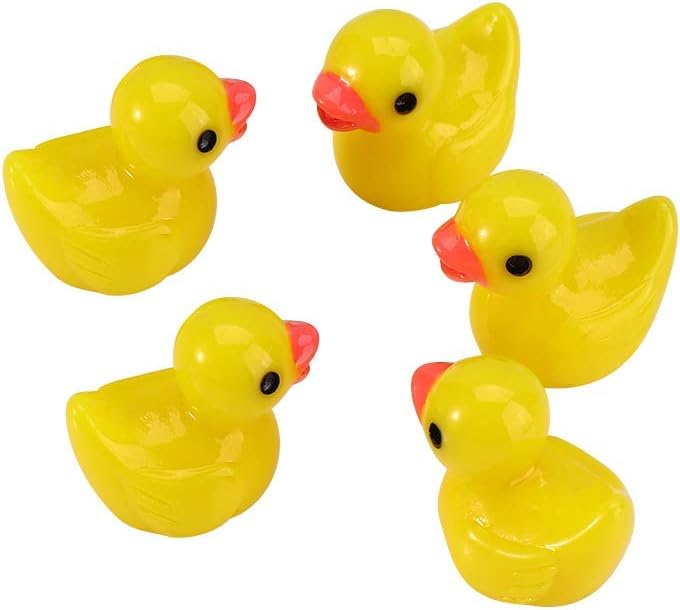 Pxiryanlow 5pcs Yellow Mini Resin Ducks Miniature Ducks,Duckling Miniature Ornament Tiny Ducks Figures for Slime Charms DIY Craft Fairy Garden