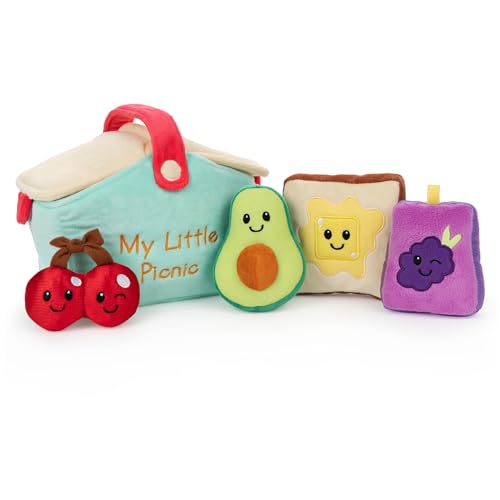 GUND Baby Play Soft Collection, My Little Picnic 5-Piece Plush Playset with Rattle, Squeaker and Crinkle Plush Toys, Sensory Toy for Babies and