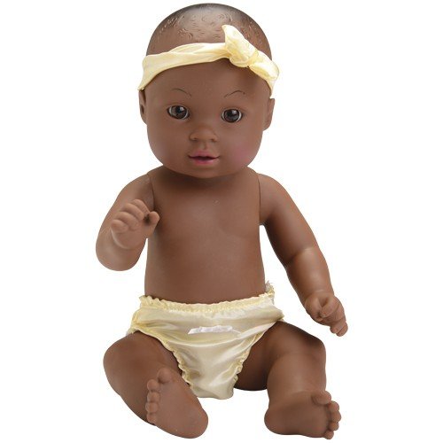 Constructive Playthings UNI-203 12" Baby Tender Touch Doll- Dark Skin with a Blankie