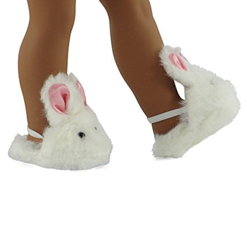 Emily Rose 18 Inch Doll Clothes Fluffy Bunny Slippers Accessory | Compatible with 18" American Girl and Similar Dolls | USA Business | Double