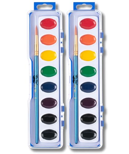 Mr. Pen- Washable Watercolors, 2 Pack, 8 Colors with Paint Brush