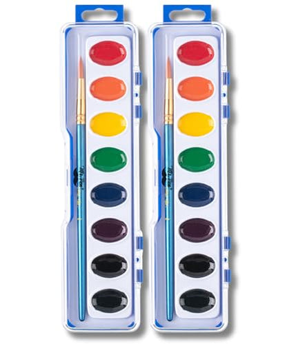 Mr. Pen- Washable Watercolors, 2 Pack, 8 Colors with Paint Brush