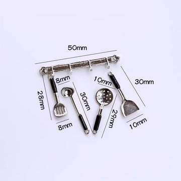 1:12 Scale Stainless Steel Mini Kitchen Tools for Dollhouses, Realistic Utensil Set for Fairy Gardens, DIY Craft Dioramas and Model Displays