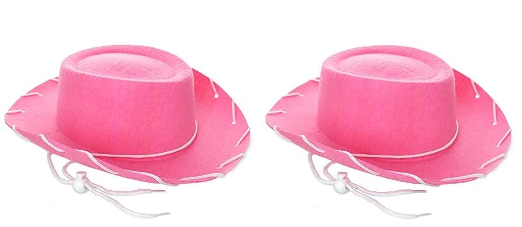 Bottles N Bags Children's Pink Felt Hat (2 Pack) Western Style for Pretend Play Birthday Parties and Costumes Toy Story Teams