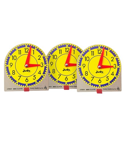Carson Dellosa 12PC Judy Clock Set, 4" x 4" Mini Clocks for Kids Learning to Tell Time, Teaching Supplies for Classroom, Homeschool, and Circle Time