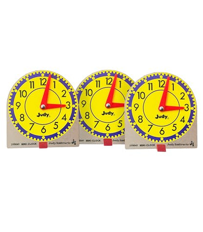 Carson Dellosa 12PC Judy Clock Set, 4" x 4" Mini Clocks for Kids Learning to Tell Time, Teaching Supplies for Classroom, Homeschool, and Circle Time