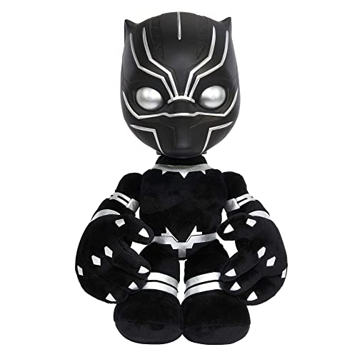 Mattel Marvel Black Panther Plush 11-inch Figure, Heart of Wakanda T'Challa with Soft Body Plus Lights and Sounds