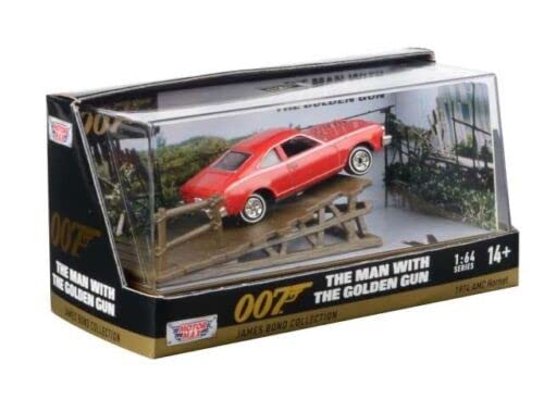 1974 AMC Hornet Red with White Stripes James Bond 007 "The Man with the Golden Gun (1974) Movie with Display 1/64 Diecast Model Car by Motormax