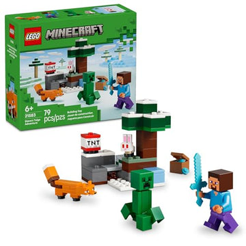 LEGO Minecraft Steve’s Taiga Adventure Building Toy for Boys & Girls - Video Game Playset & Toy Figures for Kids, Ages 6 + - W/2 Minifigures & 2